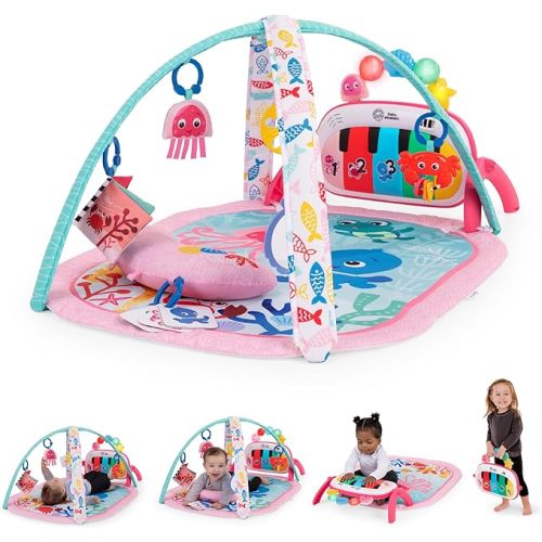 Baby Einstein Ocean Explorers 4-in-1 Kickin’ Tunes Jellyfish Jamboree Music & Language Discovery Gym, Pink, Ages 0 Months and Up