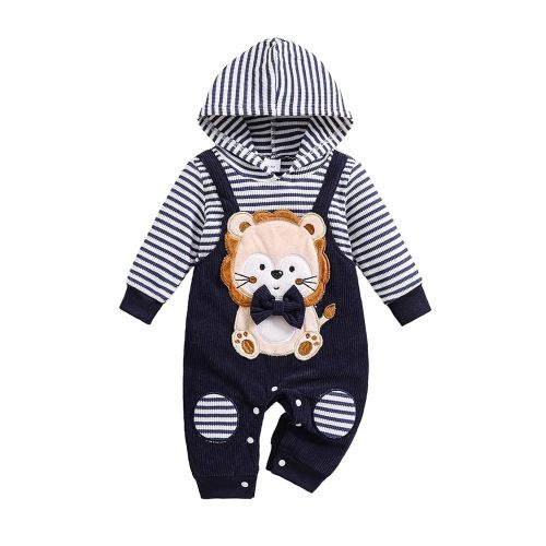 Baby Boy Clothes Newborn Hoodie Romper Fall Winter One-piece Outfit Infant Cute Cartoon Clothing Set 0-18 Months