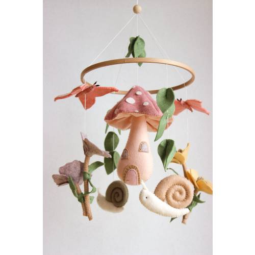 Fairy garden mobile, fairy baby mobile, woodland baby mobile, fairy mushroom house
