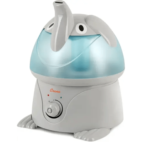Crane Ultrasonic Elephant Humidifier, 1 Gallon Cool Mist Animal Humidifier for Nursery and Bedroom, Auto Shut-Off, Optional Filter