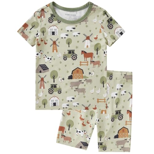 pureborn Baby Viscose From Bamboo Pajamas Set Pjs - Kids Toddler Girl Snug Fit Viscose Sleepwear 2pcs 18M-8Y
