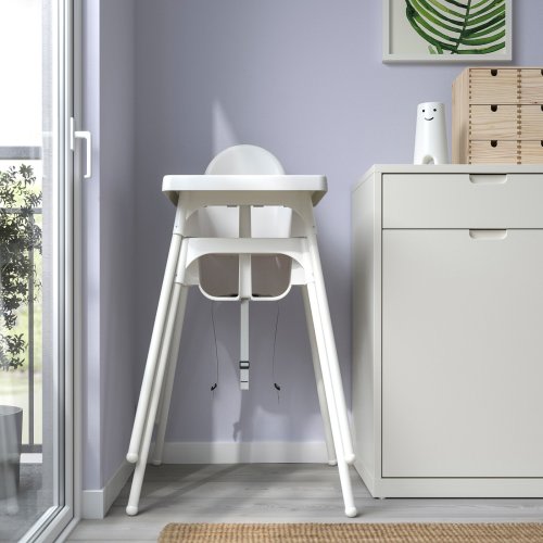 ANTILOP High chair with tray - white/white