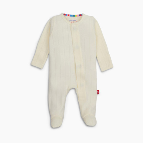 Magnetic Me Pointelle Organic Cotton Footie - White, 0-3M
