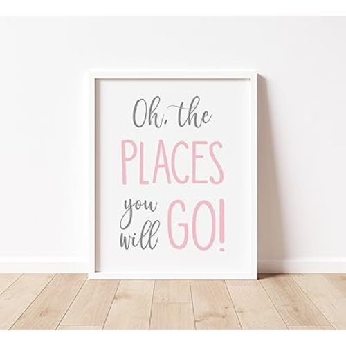 Oh The Places You'll Go, Travel Nursery Prints, Wanderlust Nursery Art Adventure Wall Print Pink Girls Room Decor