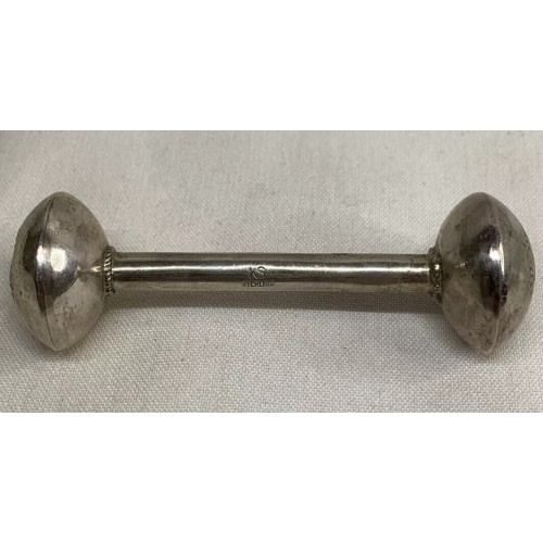 Antique Baby Teething Ring And Rattle Marked "KS Sterling"