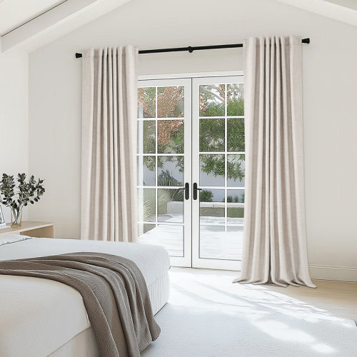 Latitude Run® 100% Blackout Linen Textured Curtains Solid Thermal Insulated Drapes for Bedroom Living Room (50" Wide, 2 Panels Set) & Reviews | Wayfair