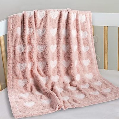 Kid Nation Baby Blankets for Girls Boys Toddler Double-Sided Heart Blanket,40"X 30"Soft Plush Crib Blanket Fluffy Baby Quilt Newborn Stroller Blanket,Prism Pink