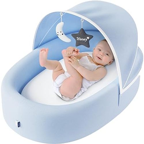 Premium Baby Lounger - Must Have Baby Bassinet for Newborn, Infant and Toddler - Baby Nest Lounger - Baby Shower - Baby Registry - Blue