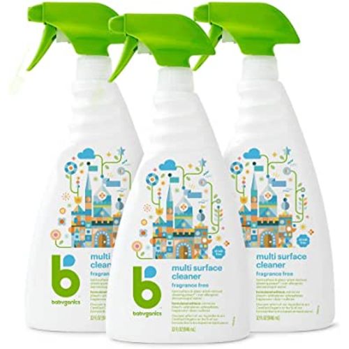 Babyganics Multi Surface Cleaner, Fragrance Free, For Hard Surfaces, Glass, Stainless Steel, Tiles, and Walls, 32 Fl Oz Spray Bottle (Pack of 3)