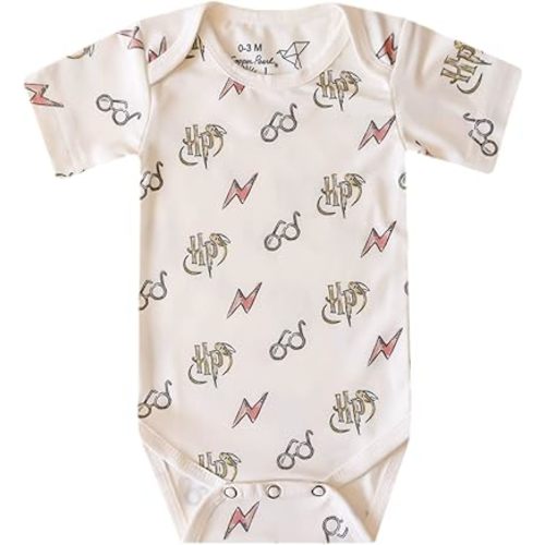 Copper Pearl Short Sleeve Bodysuit Baby: Ultra Soft Bodysuits for Newborns, Boys, Girls, and Infants - Stylish, Comfortable, Overlap Shoulders, Premium Knit Fabric - Harry Potter™, 3-6 Months