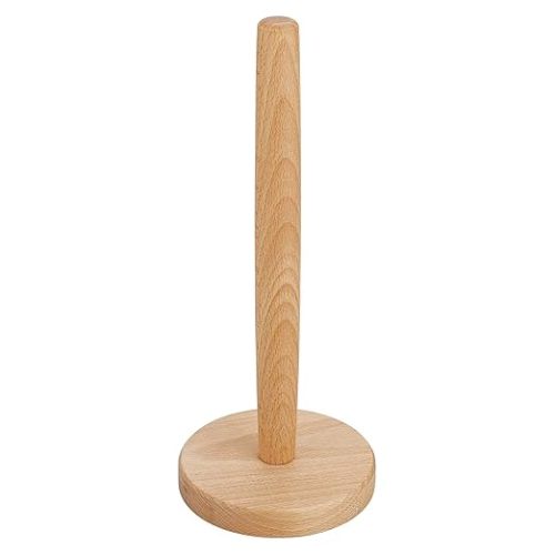 Paper Towel Holder,DNIEBW Kitchen Paper Hanger Rack Bathroom Towel Roll Stand Organizer Simply Standing Countertop Wooden Paper Roll Holder for Cabinet,Table Kitchen Storage (Round Bottom)