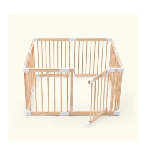 HARPPA Wooden Baby Gate Playpen | Non-Toxic Foldable DIY Adjustable Play Yard for Infants & Toddlers – Natural Finish Baby Fence for Small & Large Spaces