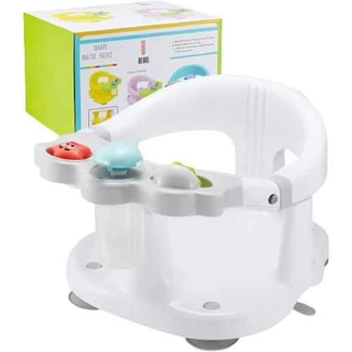 Baby Bath Seat, Infant Bath Seat, Bath Seat for Baby,Baby Bathtub Seat for Sit-Up 6-36 Months 4 Suction Cups Stability (White-Style/2)