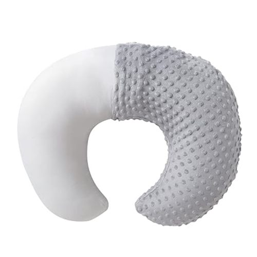 Nursing Pillow and Positioner with Cover for Breastfeeding and Bottle Feeding, Propping Baby, Tummy Time, Baby Sitting Support, Awake-Time Support (Grey, 22" x 17.7" x 5.9")