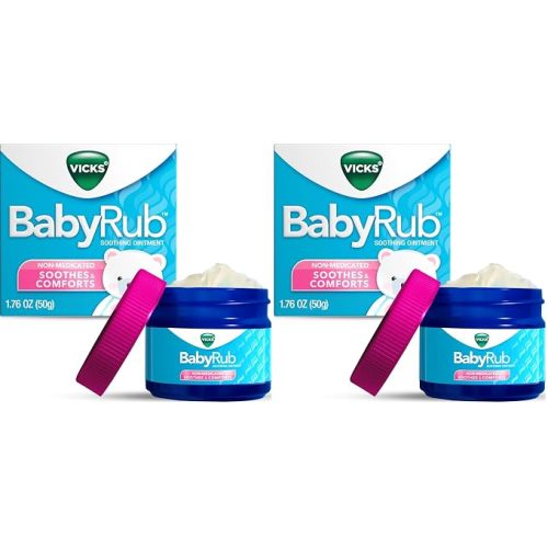 Vicks BabyRub Chest Rub Ointment with Soothing Aloe, Eucalyptus, Lavender, and Rosemary, from the makers of VapoRub, 1.76 oz