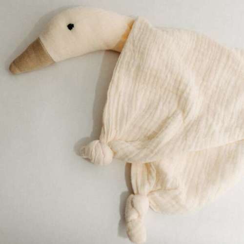 Goose Lovey Security Blanket, Organic Cotton Vanilla Cream - Piper&Cloth | Maisonette