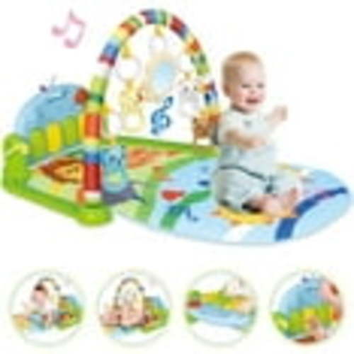 Babyeap 3 in 1 Baby Play Gym Mat, Kick and Play Piano Playmat, Musical Activity Fitness Gym, Tummy Time Toys for Infants, 0-36 Months
