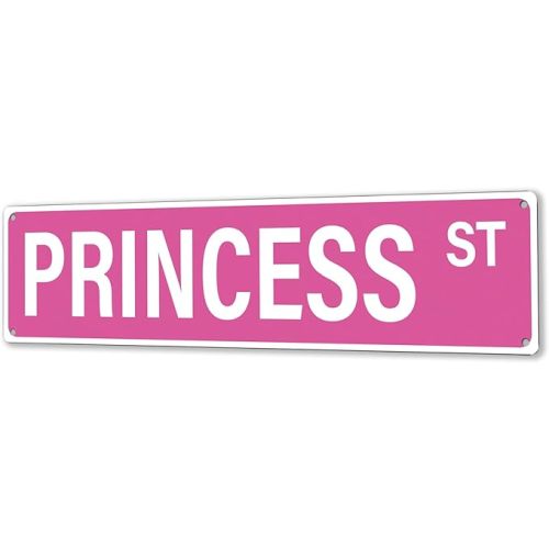 "PRINCESS ST" Pink Room Decor Aesthetic – 16x4″ Cute Street Signs for Bedroom | Trendy Y2K Posters Wall Decorations for Downtown Girly Room Girl Bedroom Teen College Dorm, 2482
