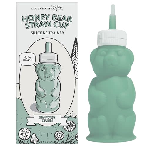 Legendairy Milk NEW V2 Honey Bear Straw Cup Silicone for Babies (Green), 8 oz. Dishwasher Safe, Food Grade Silicone, Honeybear Sippy Cup for Ages 4+ Months