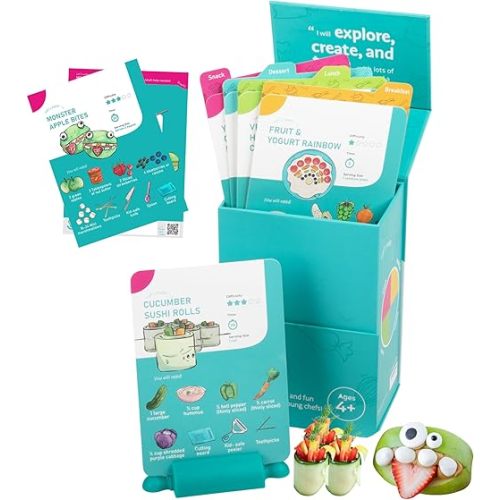My First Recipe Box for Kids: Montessori-Inspired, Easy-to-Follow Recipes with Visual Guides. Cookbook for Kids Ages 4+ with Storage Box and Recipe Stand.