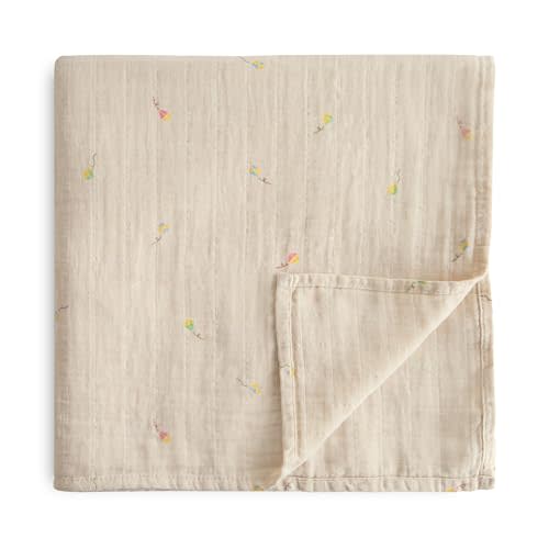 mushie Muslin Baby Swaddle Blanket | 100% Organic Cotton (Kites)