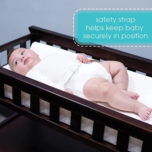 Infant Contoured Changing Pad – Includes Waterproof Changing Liner and Safety Fastening Strap with Quick-Release Buckle