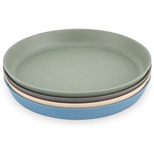 WeeSprout Bamboo Toddler Plates - 4 pc Set (8” x 8” x 1”), Best Organic Dinnerware Plate Pack for Children, for Big Kids and Baby, Dishwasher Friendly