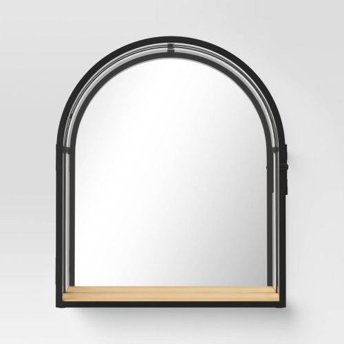 12"x14" Arched Mirrored Display Box Black - Threshold™: Modern Vertical Decor With Shelf