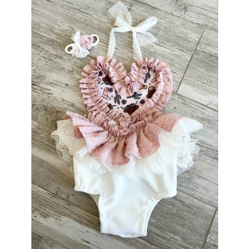 Girls western romper Giddy up cowgirl boot romper photo prop western baby girls outfit cowgirl hat cactus print pink howdy