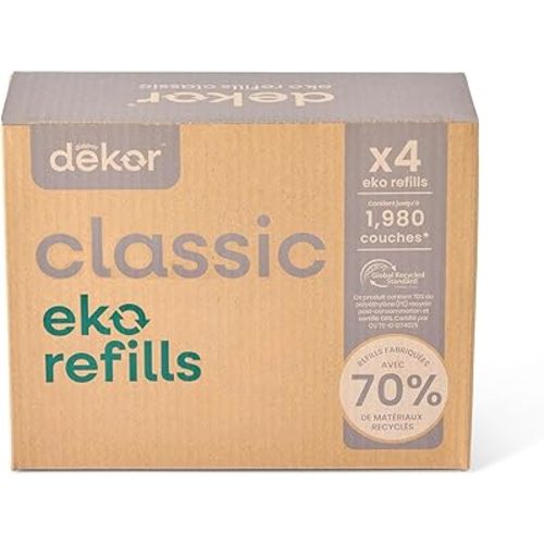 Diaper Dekor Pail Refills for Classic Original & Eko Diaper Pails, 4 Pack Unscented| Extra Thick Refills Made With 70% Recycled Materials