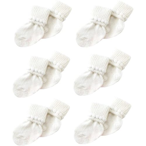 Newborn Baby Boy & Girl Socks by Nurses Choice - Includes 6 Pairs of Cotton Socks