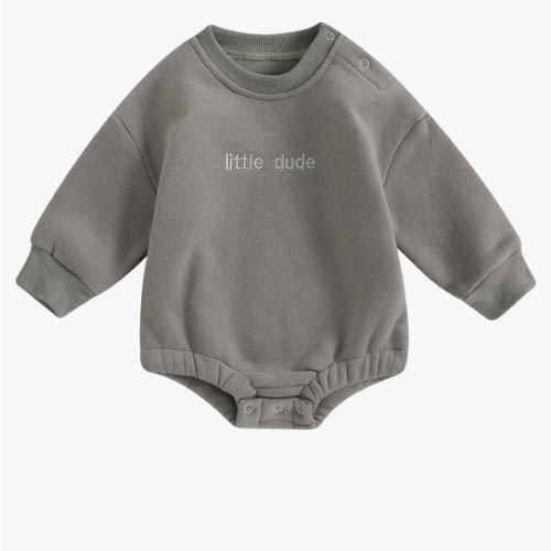 VISGOGO Newborn Infant Baby Boy Girls Oversized Romper Little Dude Sweater Onesie Coming Home Outfit Neutral Clothes