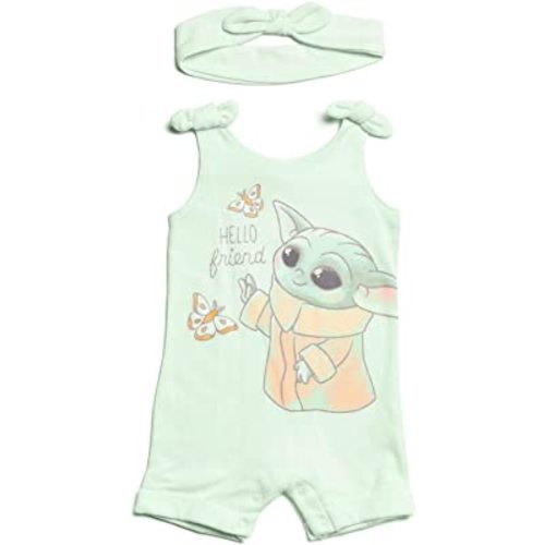 STAR WARS The Mandalorian The Child Girls Snap Romper and Headband Newborn to Toddler
