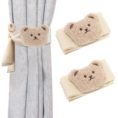 Unique Bargains Bears Curtain Ties for Drapes Khaki Beige 2pcs