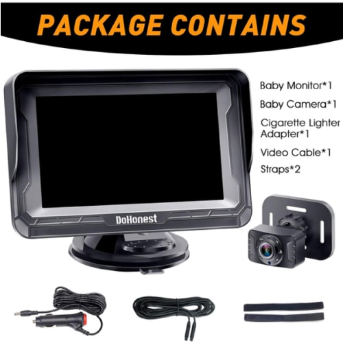 DoHonest Baby Car Camera HD 1080P - Rear-Facing Car Baby Monitor with Night Vision, Adjustable View Angle, Easy Setup, Anti-Glare Display, Safety for Kids & Infants