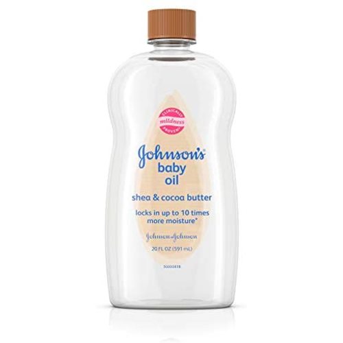 Johnson's Baby Oil, Mineral Oil Enriched with Shea & Cocoa Butter to Prevent Moisture Loss, Hypoallergenic, 20 fl. oz