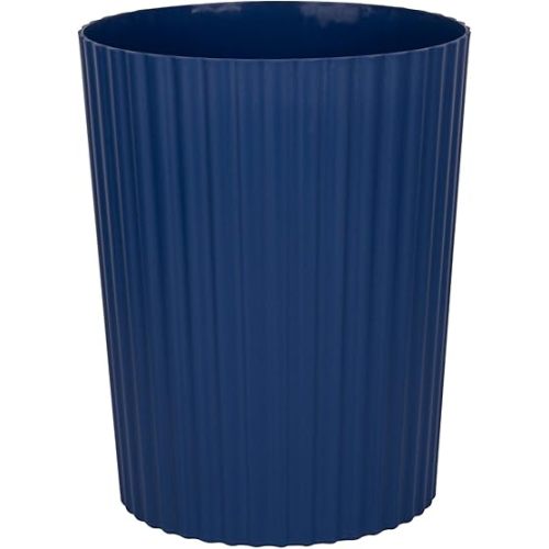 JiatuA Small Trash Can Plastic Wastebasket Round Garbage Container Bin for Bathroom, Kitchen, Bedroom, Home Office, College Dorm, Navy Blue