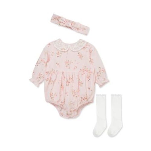 Baby Girls Rose Vine Bubble with Headband and Socks