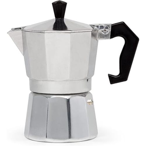 Primula Classic Stovetop Espresso and Coffee Maker, Moka Pot for Italian and Cuban Café Brewing, Greca Coffee Maker, Cafeteras, 3 Espresso Cups, Silver