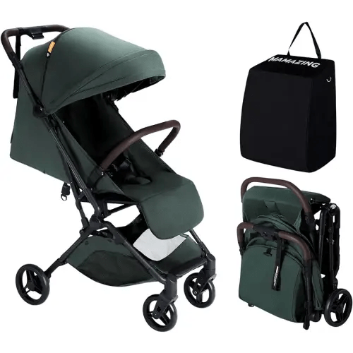 Lightweight Baby Stroller, Mom’s Choice Gold Award Winner, Ultra Compact & Airplane-Friendly Travel Stroller, One-Handed Folding Stroller for Toddler, Only 11.5 lbs, Green