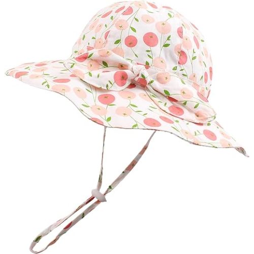 Zsedrut Baby Girl Sun Hats Wide Brim Toddler Floppy Bucket Hat Sun Protection Cap Spring Summer Beach Hat 0-4Years