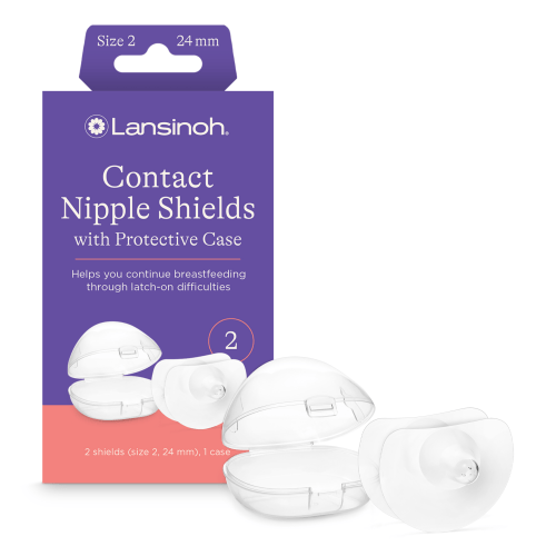 Lansinoh Contact Nipple Shield, 2-24mm Silicon Nipple Shields with Case