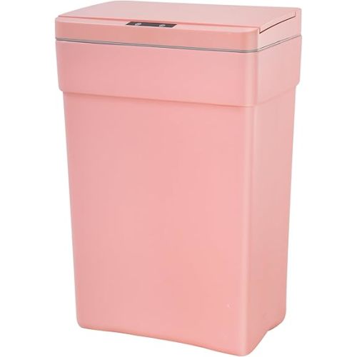 PayLessHere 13 Gallon 50 L Trash Can with Lid Plastic Kitchen Trash Bin Automatic Touch Free Motion Sensor Trash Can (1, Pink)