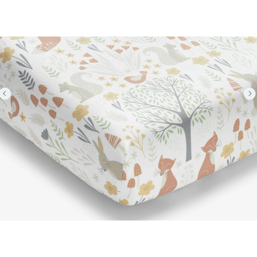 Forest Animals Classic Cool Organic Cotton Percale Fitted Crib Sheet
