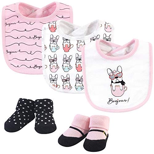 Hudson Baby Unisex BabyCotton Bib and Sock Set