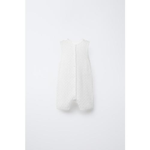OPENWORK KNIT OVERALL SHORTS - Light ecru | ZARA United States