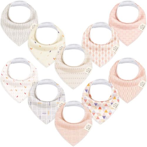 KeaBabies 10pk Organic Baby Bandana Bibs, Baby Drool Bibs for Baby Girl, Boy, Baby Bibs for Toddler, Infant, Newborn (Prism)