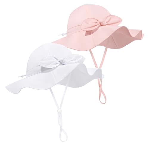 Baby Girl Sun Hat Summer Foldable Beach Hats with UPF50+ Sun Protection Wide Brim Toddler Bucket Hat Cap
