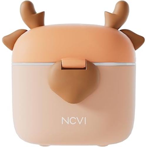 NCVI Baby Formula Dispenser On The Go, Formula Container To Go, Formula Holder for Travel, Outdoor Picnic with Baby Infant, Portable Container for Milk Powder, Snacks, Candy, Fruits (Brown Deer)