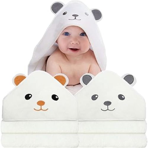 Lot de 2 serviettes à capuche pour bébé – Serviettes de bain bio ultra douces – Serviettes absorbantes et hypoallergéniques pour bébé garçon fille